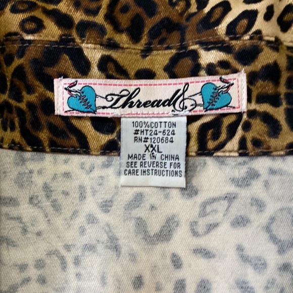 🌹ANIMALPRINT belted blazer / jacket button down lapel collar pockets 💯cotton L - Picture 10 of 14